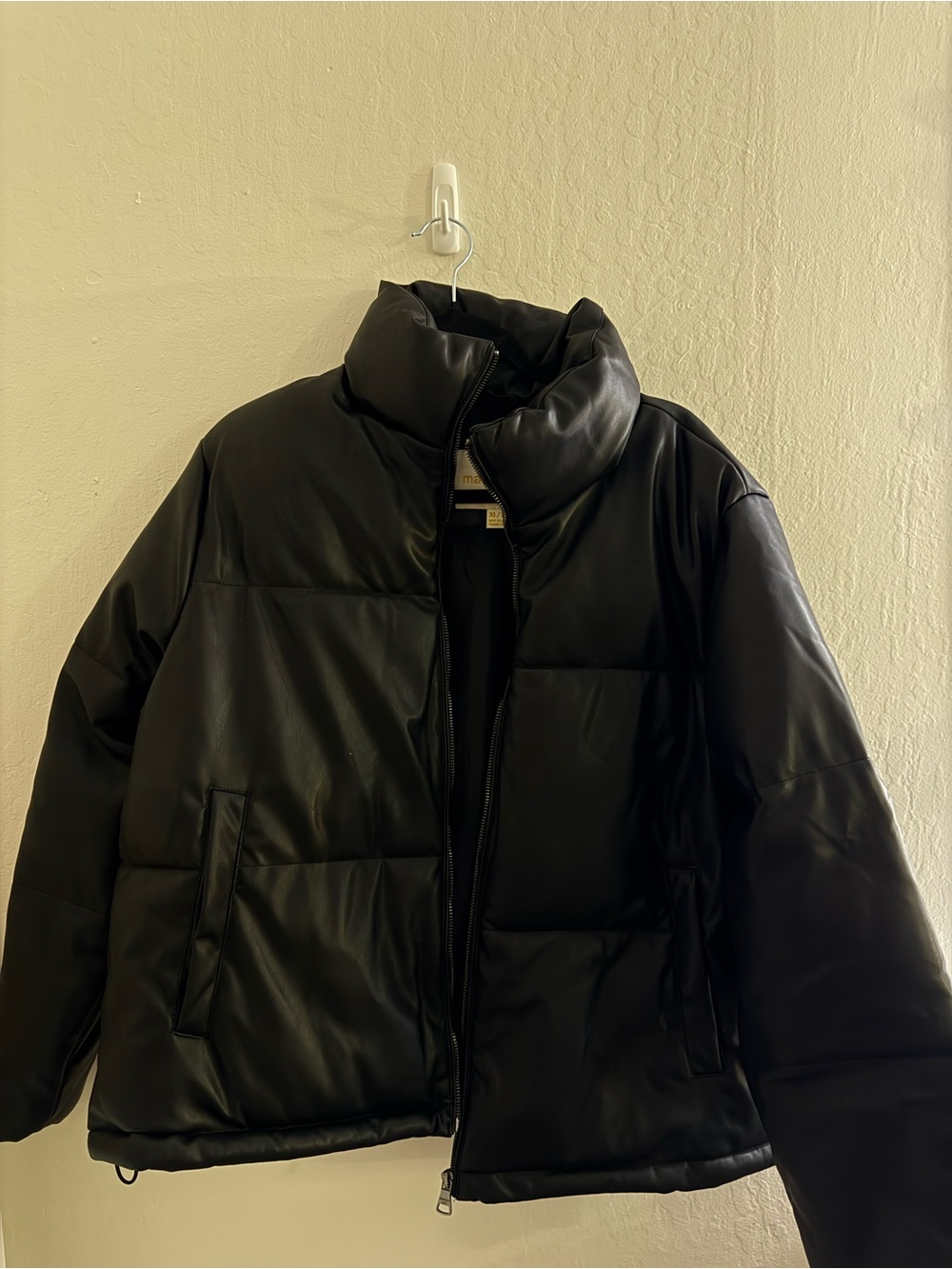 Madden Girl Black Faux Leather Puffer Jacket Size XL